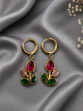 Bloom Charm Hoop Earrings – Pink Floral CZ Drops