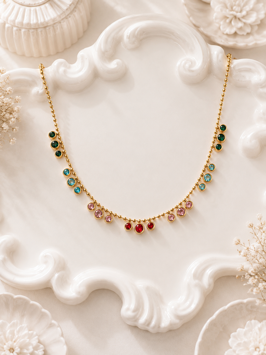 Multicolor Crystal Beaded Necklace