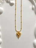 Golden Heart Beaded Chain Necklace