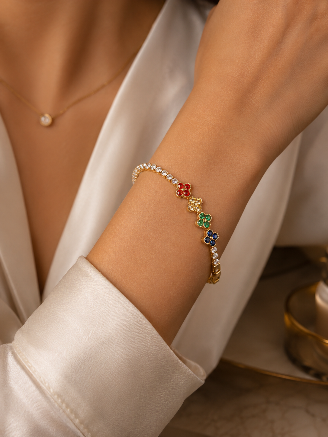 Auravie Rainbow Bloom Tennis Bracelet