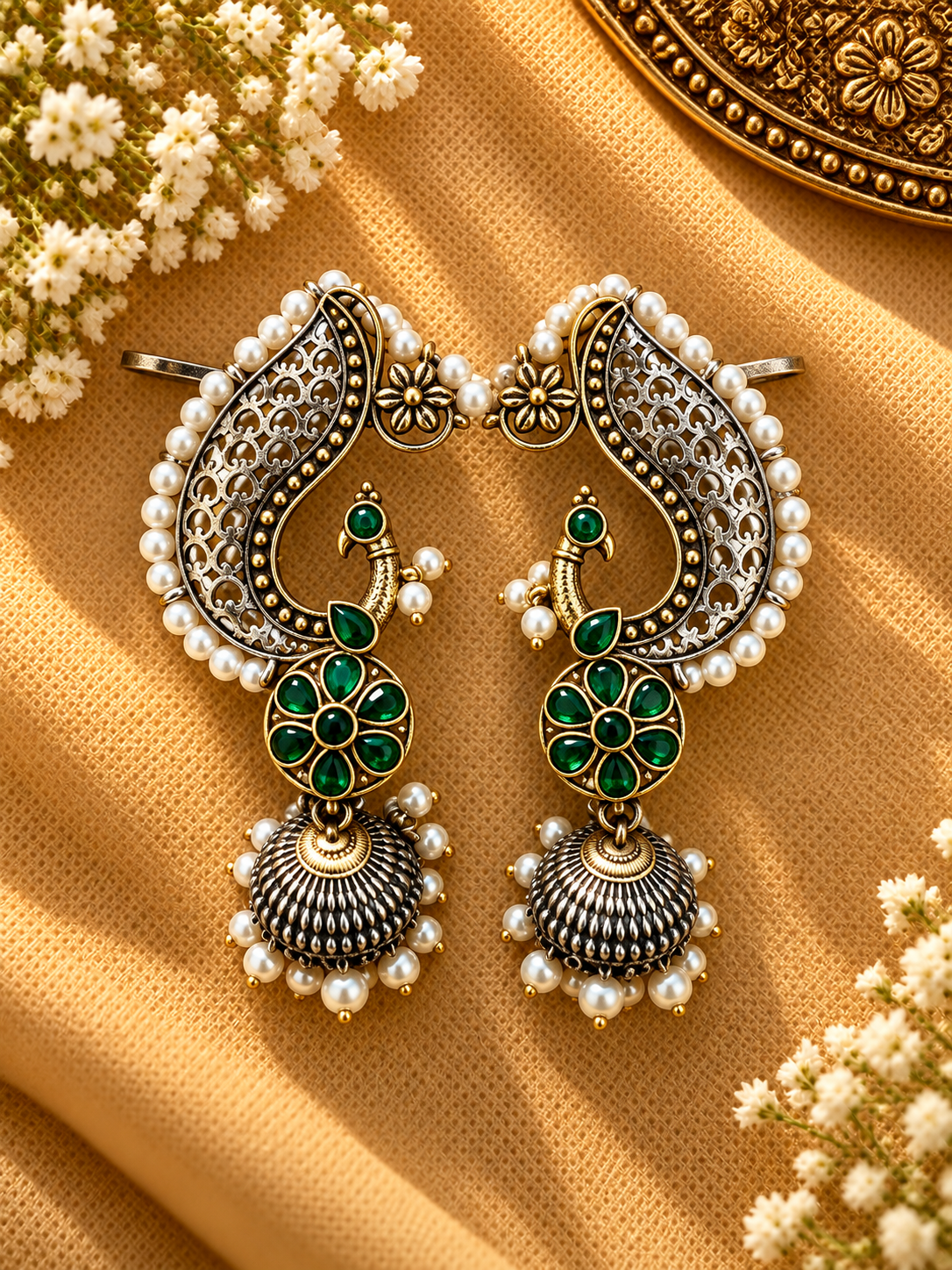 Royal Kundan Pearl Jhumka Ear Cuffs