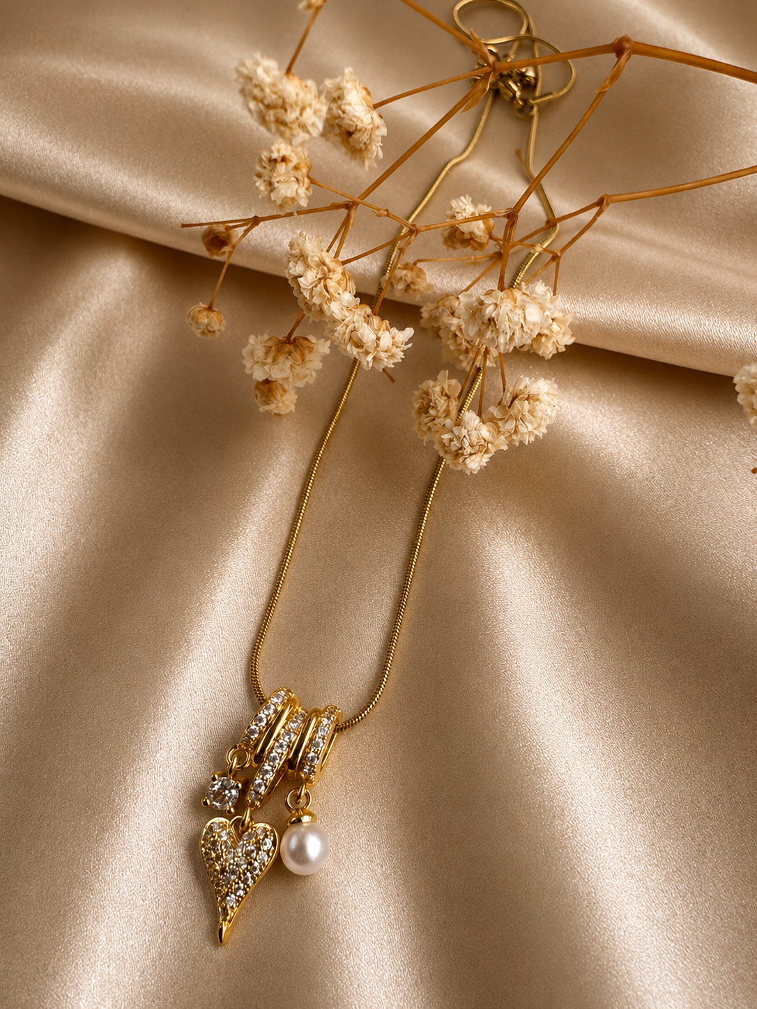 Celeste Heart Pearl Necklace