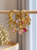 Ruby Blush Crystal Charm Hoops