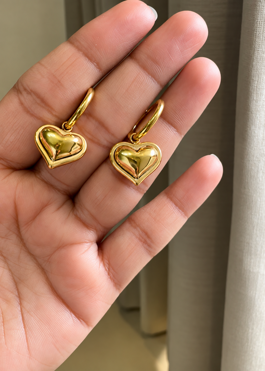 Golden Heart Drop Earrings