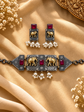 Royal Elephant Ruby Choker Set