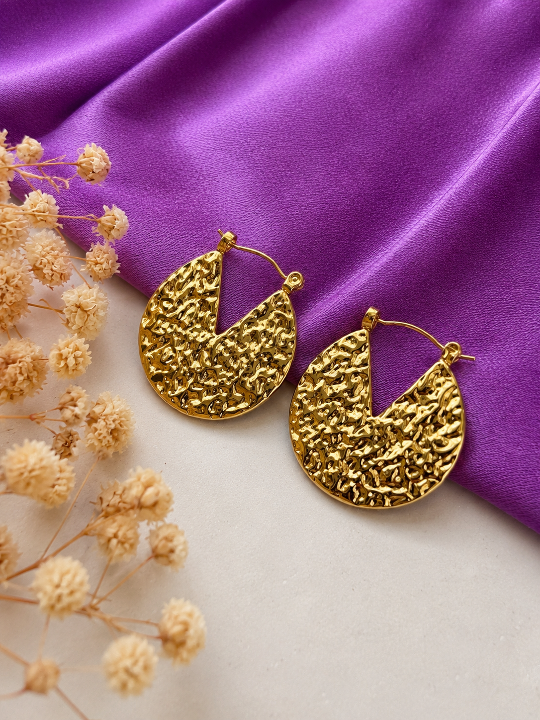 Luna Textured Hoop Earrings