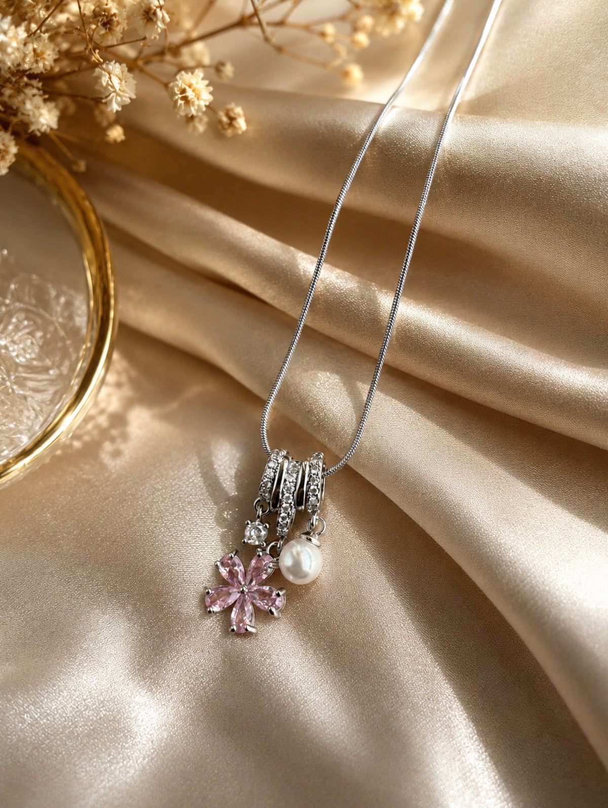 Pink Bloom Pearl Necklace