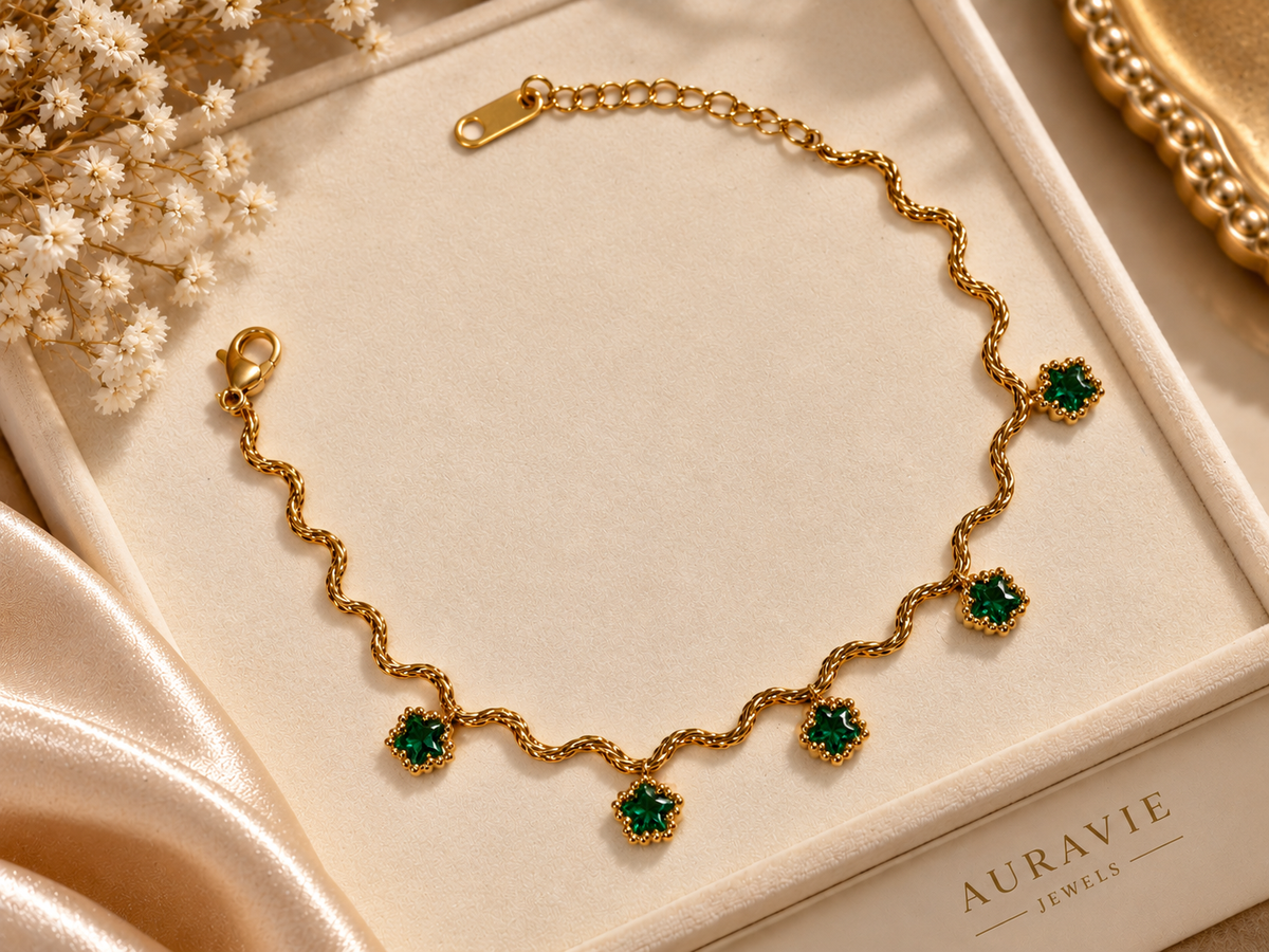 Emerald Wave Charm Bracelet