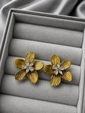 Golden Bloom Crystal Floral Stud Earrings