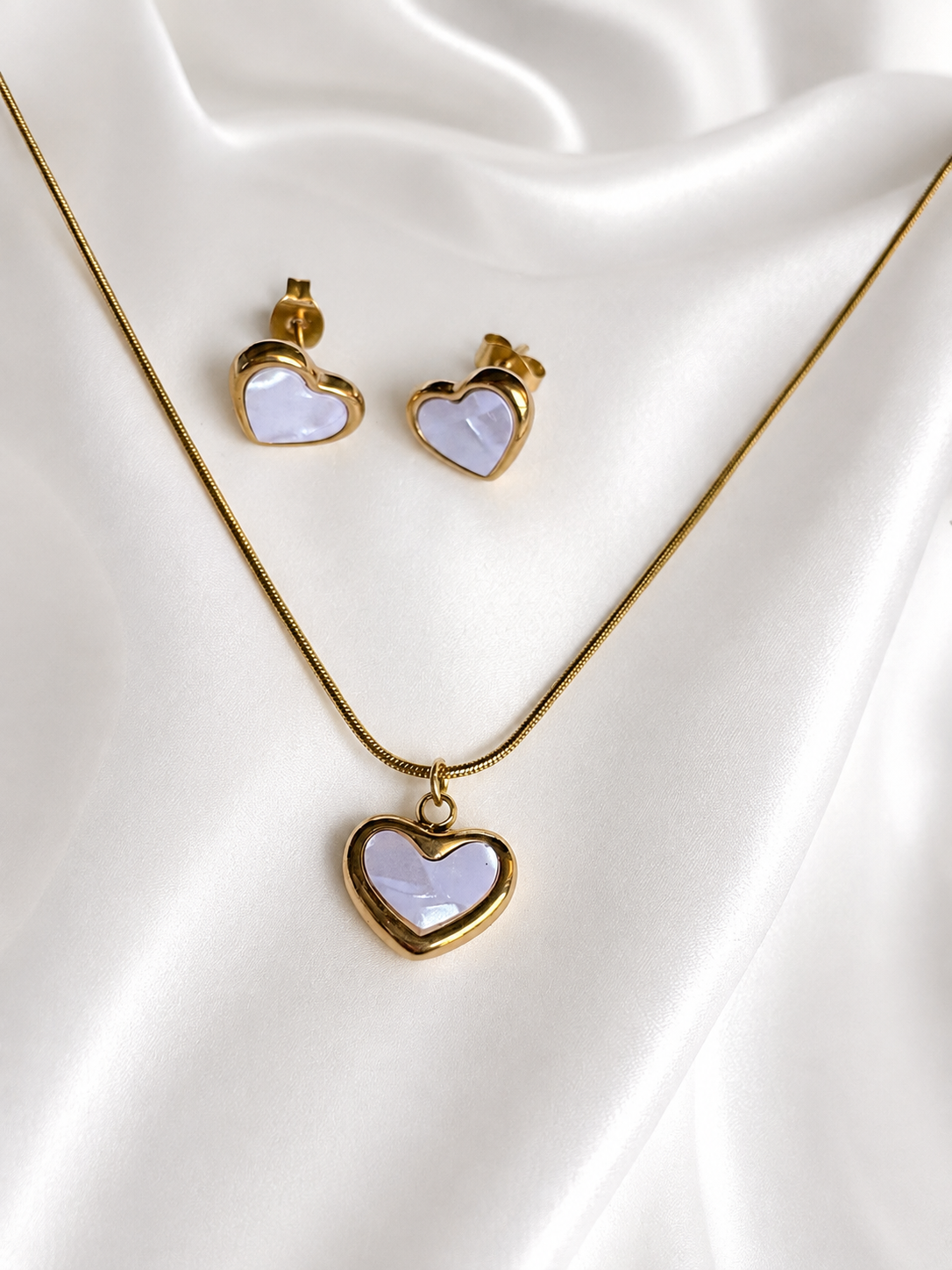Celeste Heart Necklace & Earrings Set