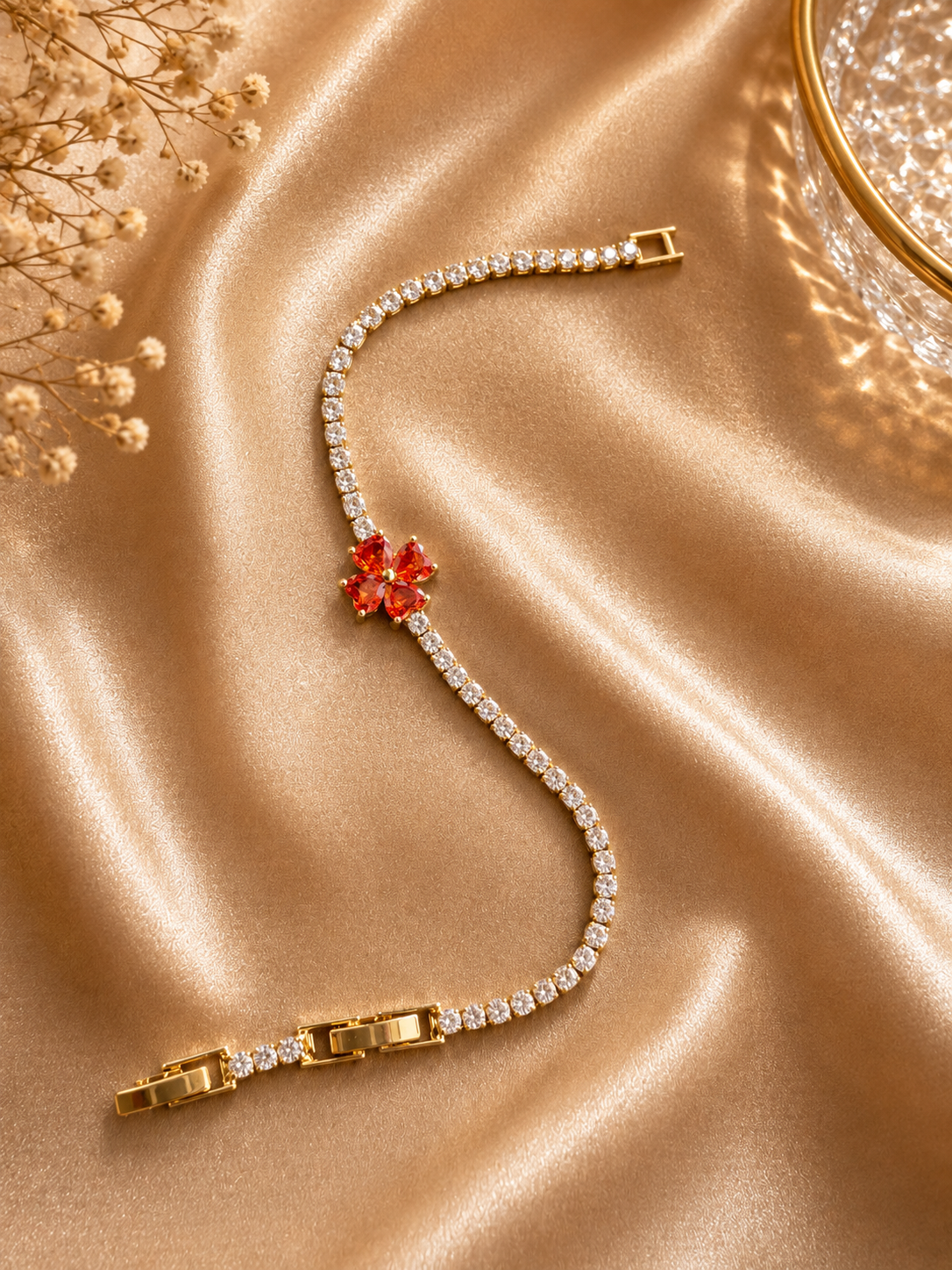 Auravie Scarlet Bloom Tennis Bracelet