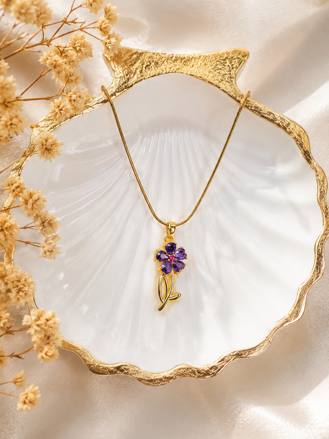 Violet Bloom Pendant Necklace