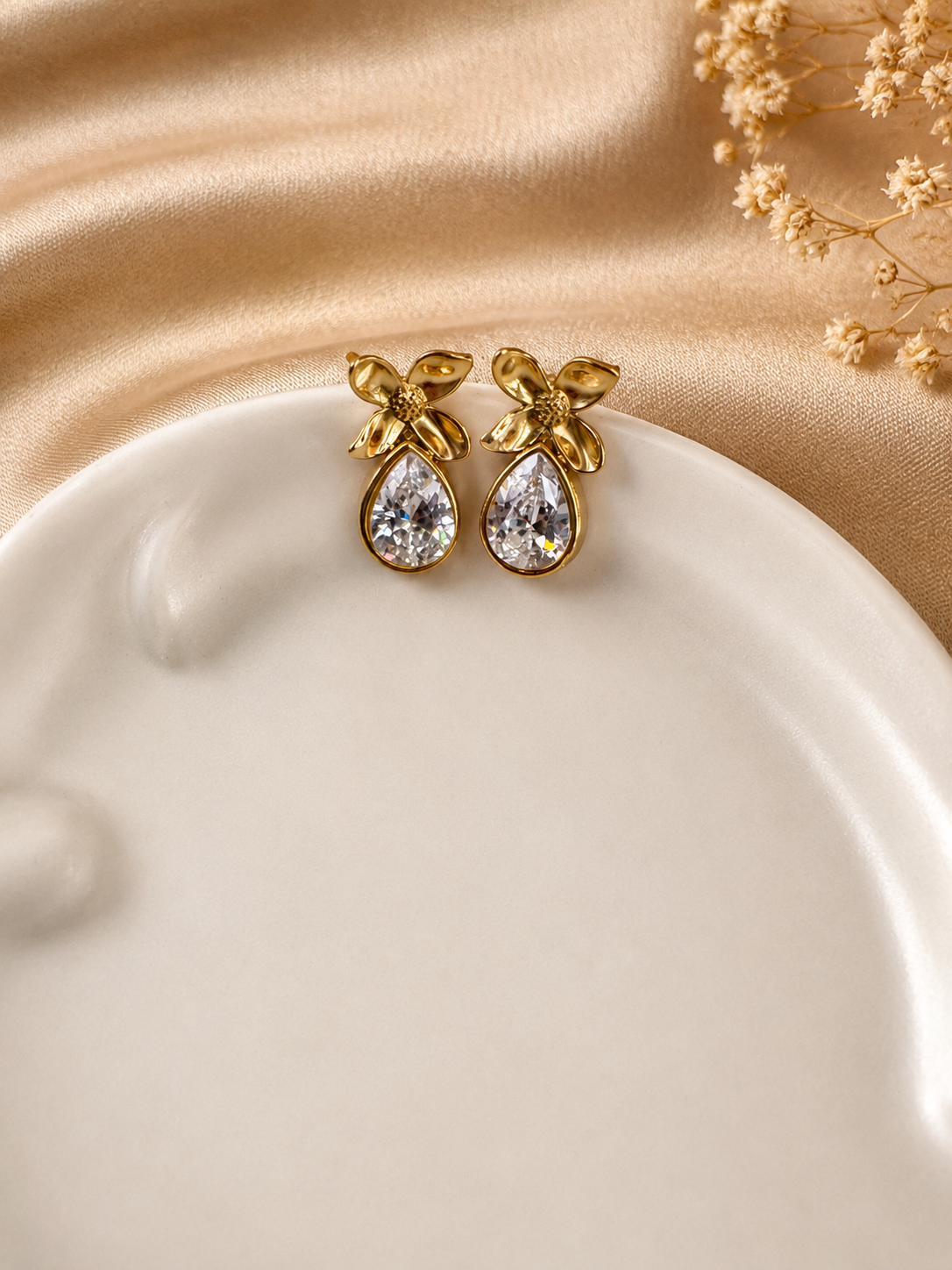 Luna Bloom Crystal Drop Earrings
