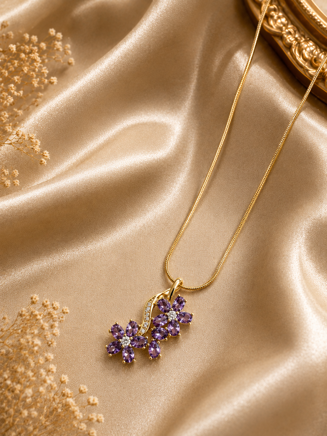 Amethyst Bloom Pendant Necklace