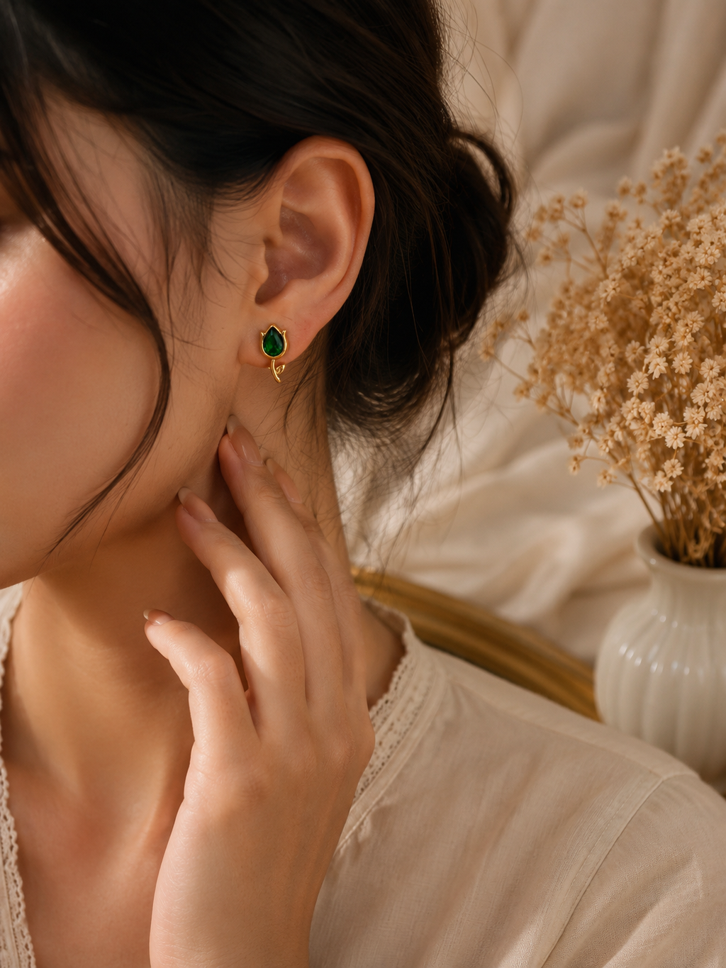 Emerald Bloom Stud Earrings