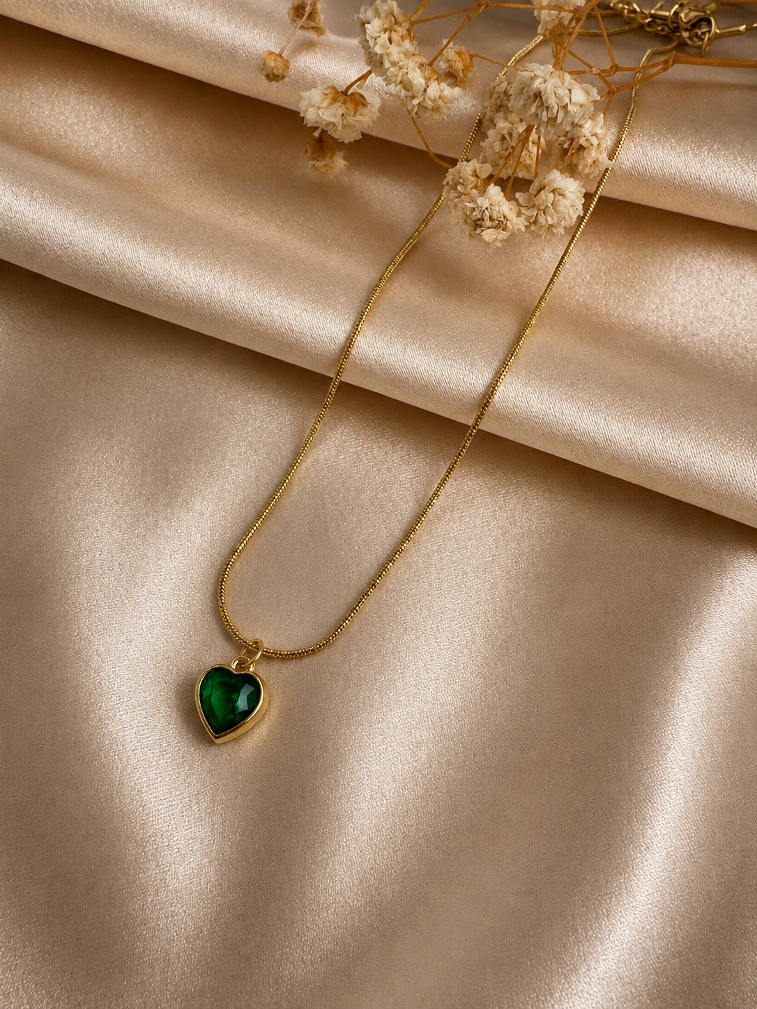 Emerald Heart Pendant Necklace