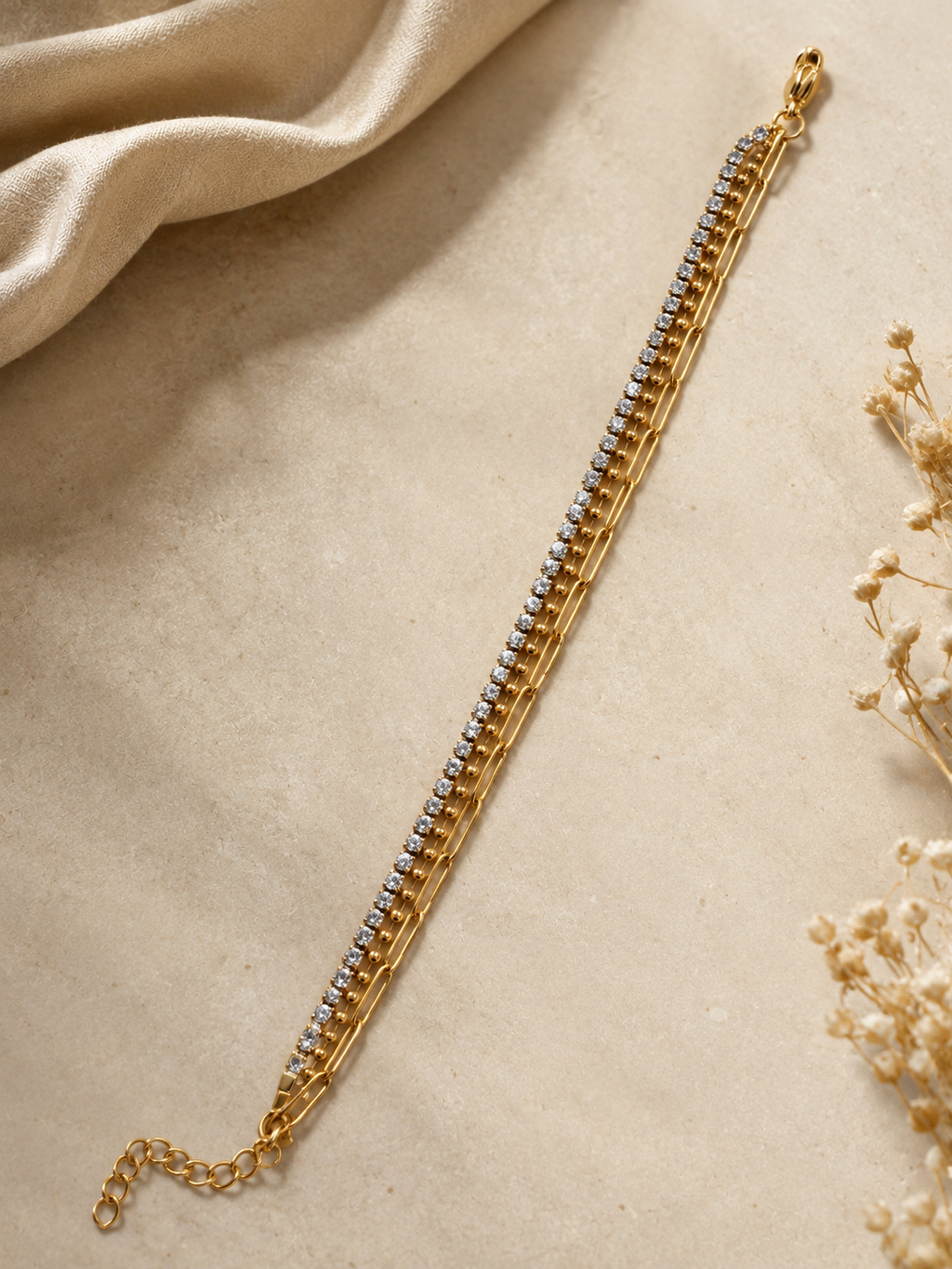 Golden Triple Chain Bracelet
