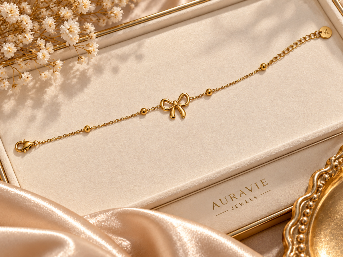 Golden Bow Charm Bracelet
