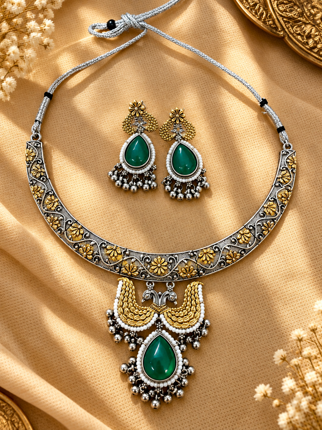 Royal Emerald Kundan Choker Set