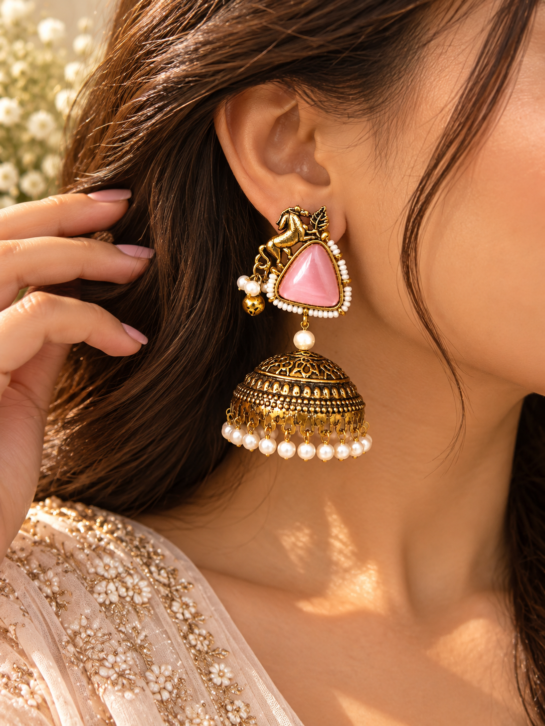 Rose Royale Antique Jhumka Earrings